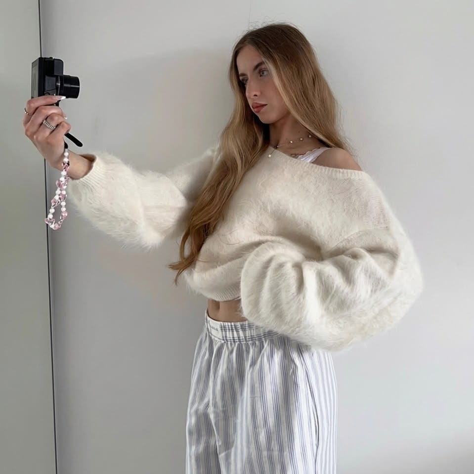 OFF-SHOULDER MOHAIR SWEATER