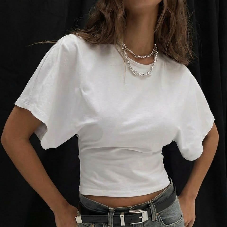 FLUTTER SLEEVE CROP TOP