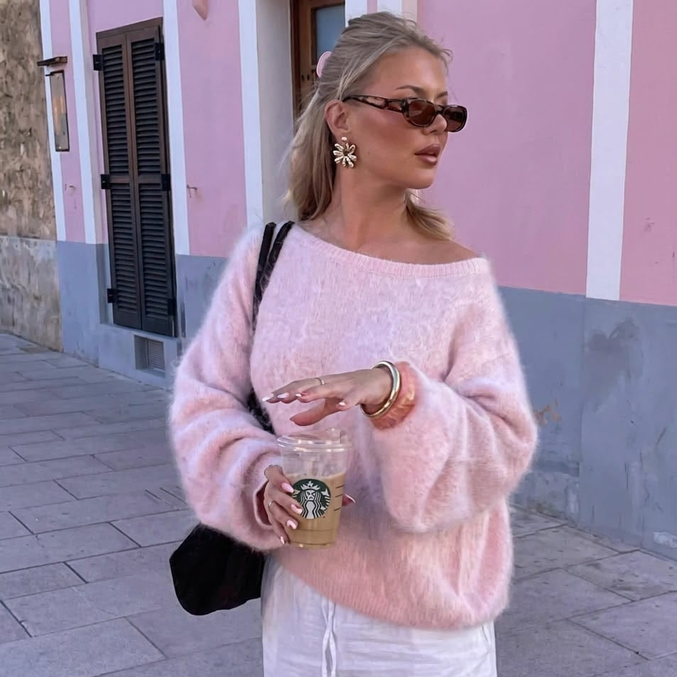 OFF-SHOULDER MOHAIR SWEATER