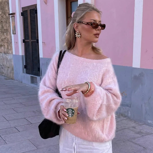 OFF-SHOULDER MOHAIR SWEATER